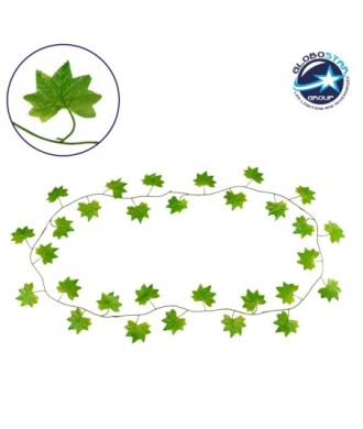 GloboStar® 78116 Τεχνητό Κρεμαστό Φυτό Διακοσμητική Γιρλάντα Λουλουδιών με 30 Πράσινα Φύλλα Σφενδάμης M20 x Π20 x Υ220cm